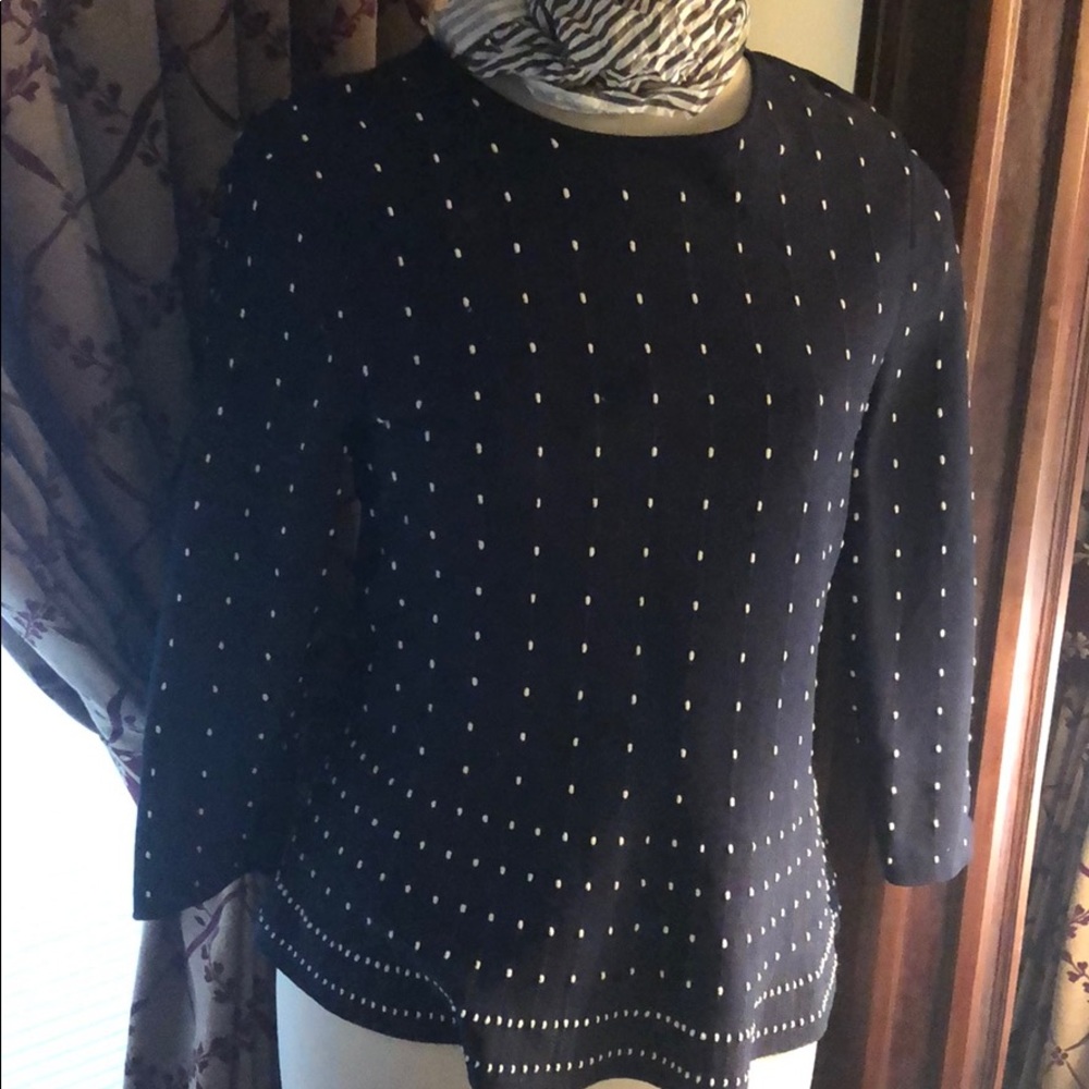 Talbots navy blue peplum knitted top